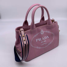 画像をギャラリービューアに読み込む, PRADA プラダ カナパ ファブリック キャンバス ハンドバッグ 2WAY トート ピンク